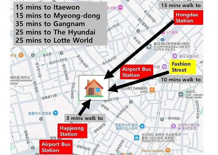 Two 2f, 3mins Hapjeong Station, 4beds